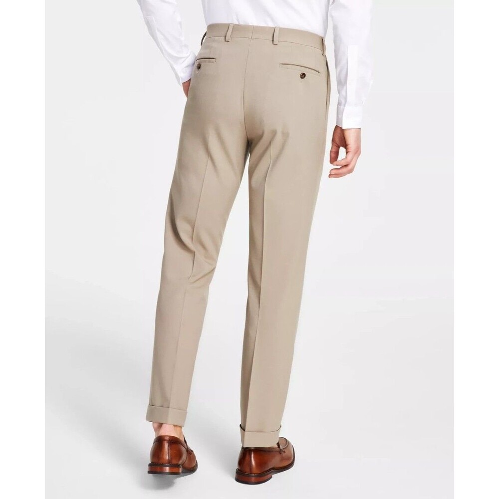 $95 NEW MICHAEL KORS MENS 32x30 TAN PLEATED NEWBURY TROUSERS/DRESS PANTS/SLACKS - Picture 3 of 8